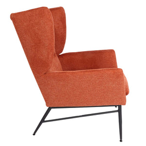 Lounge-Sessel Ohrensessel Cocktailsessel Stoff Metall terracotta-braun