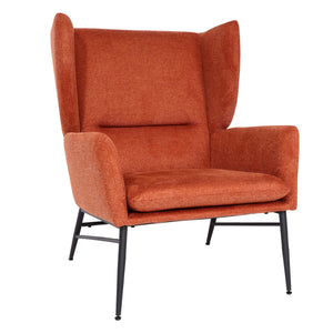 Lounge-Sessel Ohrensessel Cocktailsessel Stoff Metall terracotta-braun