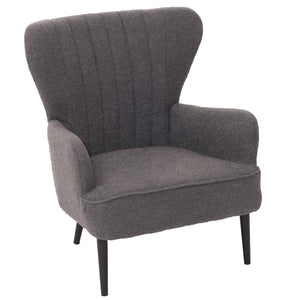 Lounge-Sessel Ohrensessel Retro Vintage Bouclé Öko-Tex dunkelgrau