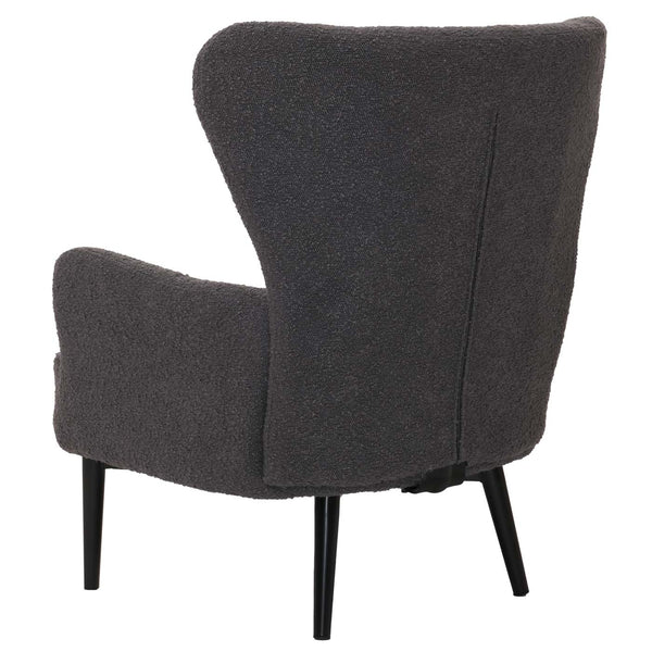 Lounge-Sessel Ohrensessel Retro Vintage Bouclé Öko-Tex dunkelgrau