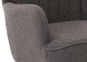 Lounge-Sessel Ohrensessel Retro Vintage Bouclé Öko-Tex dunkelgrau