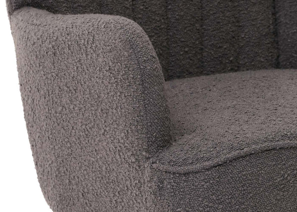 Lounge-Sessel Ohrensessel Retro Vintage Bouclé Öko-Tex dunkelgrau