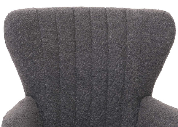 Lounge-Sessel Ohrensessel Retro Vintage Bouclé Öko-Tex dunkelgrau