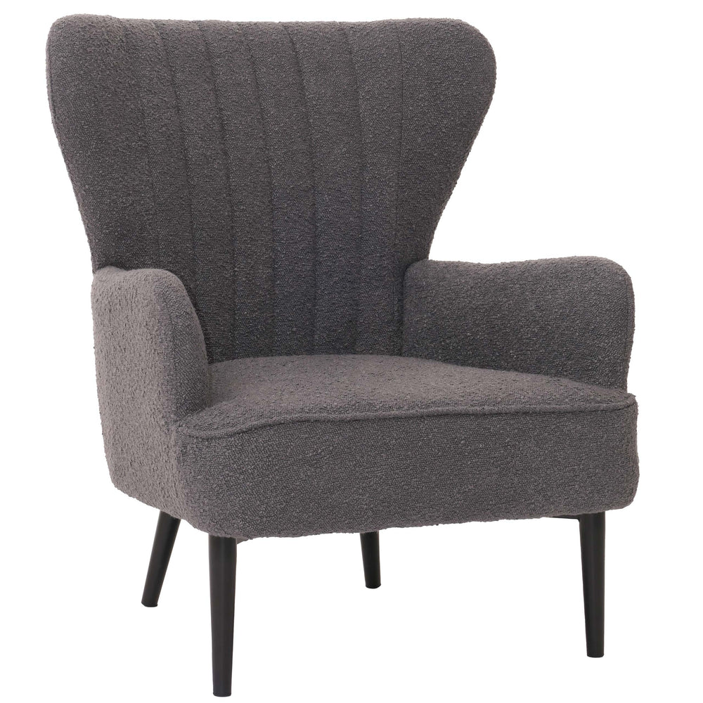 Lounge-Sessel Ohrensessel Retro Vintage Bouclé Öko-Tex dunkelgrau