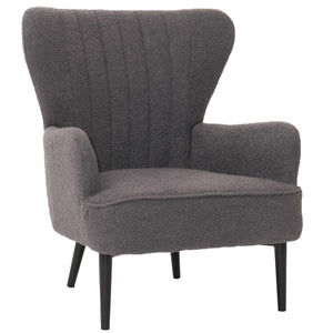 Lounge-Sessel Ohrensessel Retro Vintage Bouclé Öko-Tex dunkelgrau