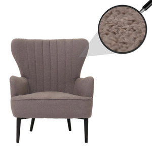 Lounge-Sessel Ohrensessel Retro Vintage Bouclé Öko-Tex hellgrau