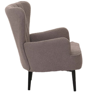 Lounge-Sessel Ohrensessel Retro Vintage Bouclé Öko-Tex hellgrau