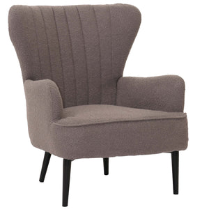 Lounge-Sessel Ohrensessel Retro Vintage Bouclé Öko-Tex hellgrau