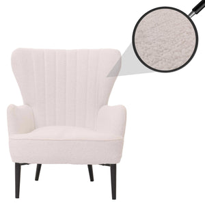 Lounge-Sessel Ohrensessel Retro Vintage Bouclé Öko-Tex weiss