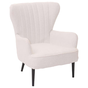 Lounge-Sessel Ohrensessel Retro Vintage Bouclé Öko-Tex weiss