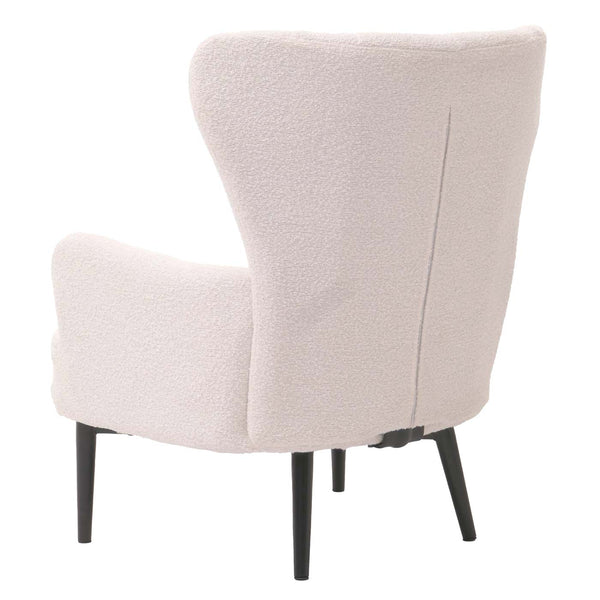 Lounge-Sessel Ohrensessel Retro Vintage Bouclé Öko-Tex weiss