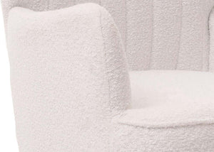 Lounge-Sessel Ohrensessel Retro Vintage Bouclé Öko-Tex weiss