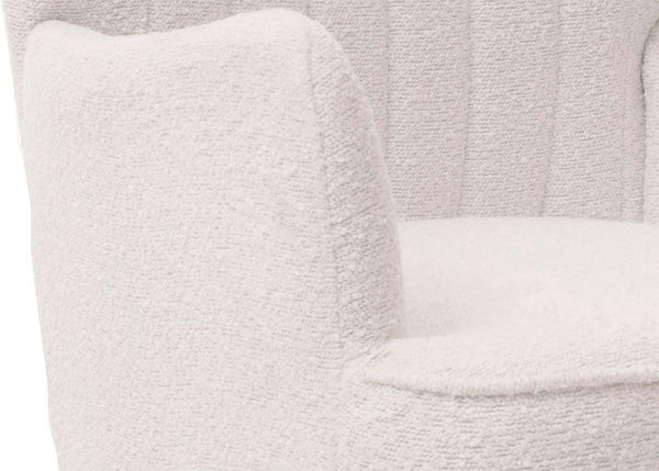 Lounge-Sessel Ohrensessel Retro Vintage Bouclé Öko-Tex weiss