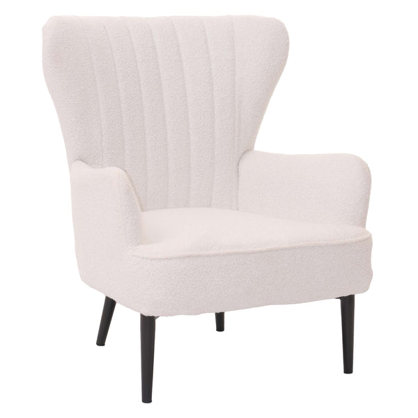Lounge-Sessel Ohrensessel Retro Vintage Bouclé Öko-Tex weiss