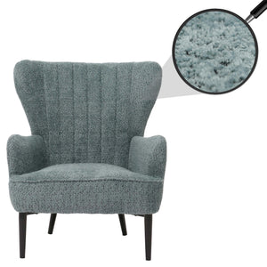 Lounge-Sessel Ohrensessel Retro Vintage Chenille Öko-Tex blau-grün