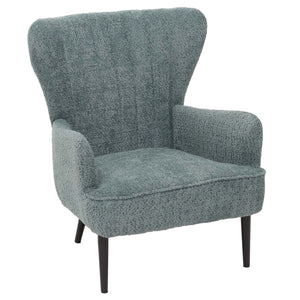 Lounge-Sessel Ohrensessel Retro Vintage Chenille Öko-Tex blau-grün