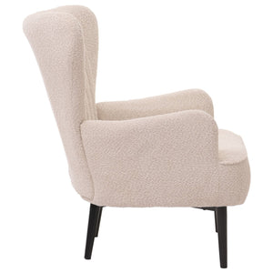Lounge-Sessel Ohrensessel Retro Vintage Chenille Öko-Tex creme-beige