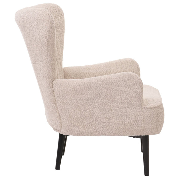 Lounge-Sessel Ohrensessel Retro Vintage Chenille Öko-Tex creme-beige