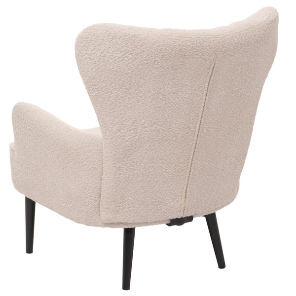 Lounge-Sessel Ohrensessel Retro Vintage Chenille Öko-Tex creme-beige