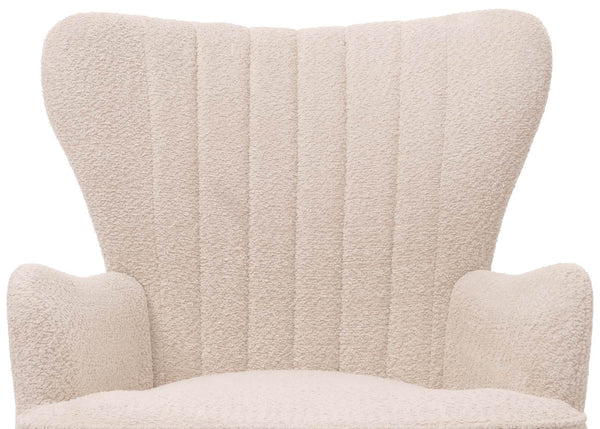 Lounge-Sessel Ohrensessel Retro Vintage Chenille Öko-Tex creme-beige