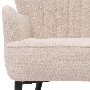 Lounge-Sessel Ohrensessel Retro Vintage Chenille Öko-Tex creme-beige