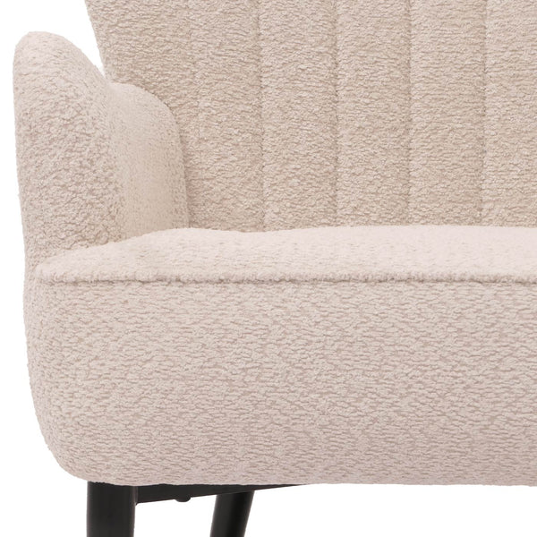 Lounge-Sessel Ohrensessel Retro Vintage Chenille Öko-Tex creme-beige