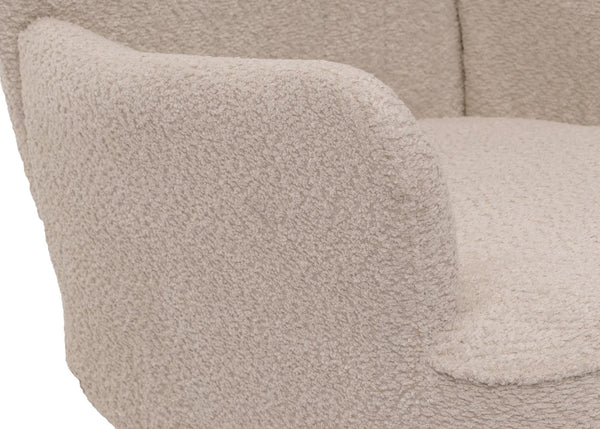 Lounge-Sessel Ohrensessel Retro Vintage Chenille Öko-Tex creme-beige