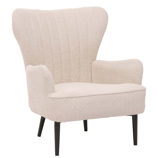 Lounge-Sessel Ohrensessel Retro Vintage Chenille Öko-Tex creme-beige