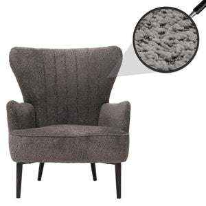 Lounge-Sessel Ohrensessel Retro Vintage Chenille Öko-Tex dunkelgrau