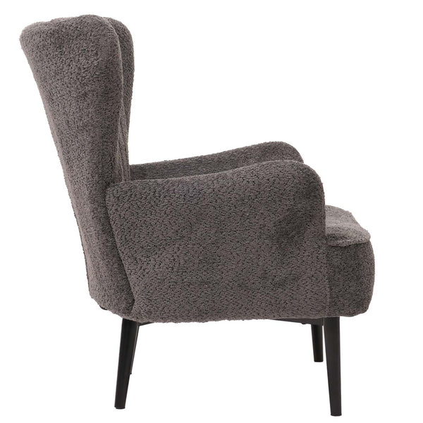 Lounge-Sessel Ohrensessel Retro Vintage Chenille Öko-Tex dunkelgrau