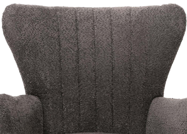 Lounge-Sessel Ohrensessel Retro Vintage Chenille Öko-Tex dunkelgrau