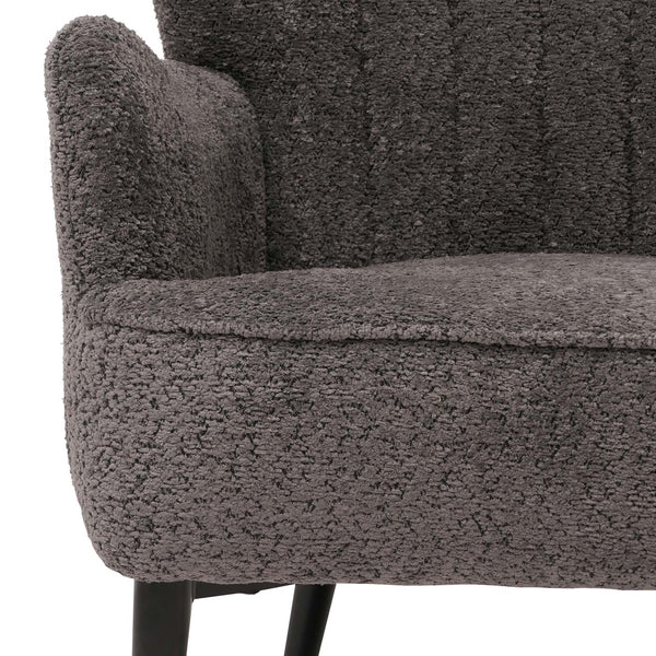 Lounge-Sessel Ohrensessel Retro Vintage Chenille Öko-Tex dunkelgrau