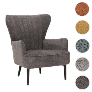 Lounge-Sessel Ohrensessel Retro Vintage Chenille Öko-Tex dunkelgrau