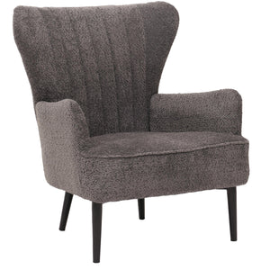 Lounge-Sessel Ohrensessel Retro Vintage Chenille Öko-Tex dunkelgrau