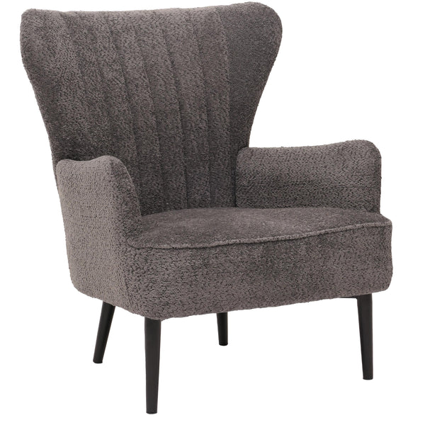 Lounge-Sessel Ohrensessel Retro Vintage Chenille Öko-Tex dunkelgrau