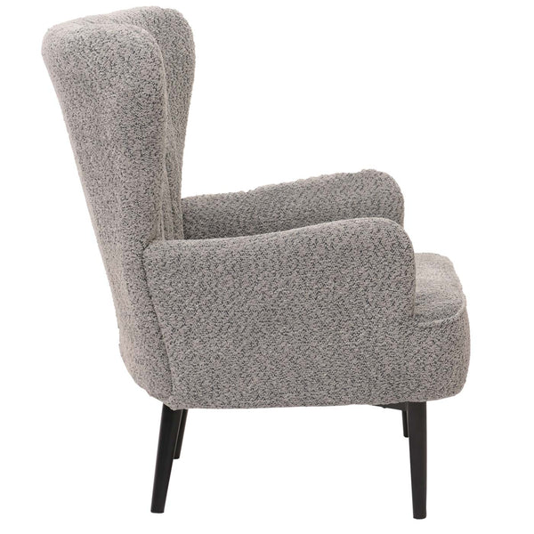 Lounge-Sessel Ohrensessel Retro Vintage Chenille Öko-Tex grau