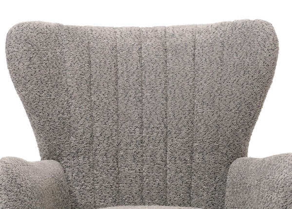 Lounge-Sessel Ohrensessel Retro Vintage Chenille Öko-Tex grau