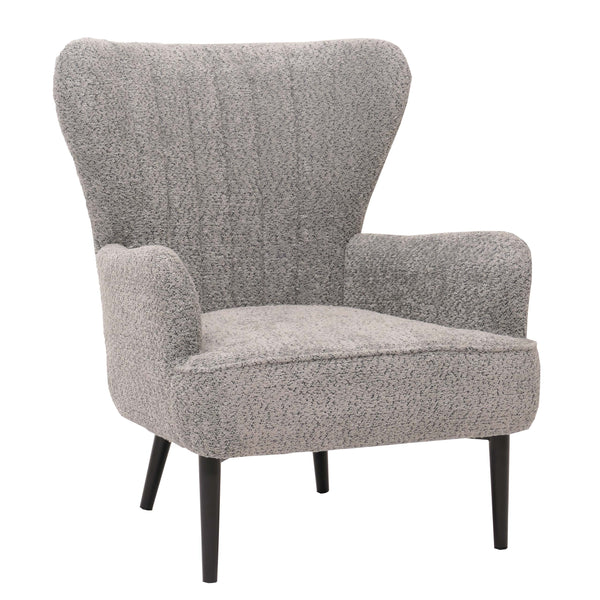 Lounge-Sessel Ohrensessel Retro Vintage Chenille Öko-Tex grau