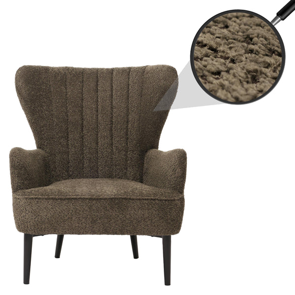 Lounge-Sessel Ohrensessel Retro Vintage Chenille Öko-Tex grün-braun