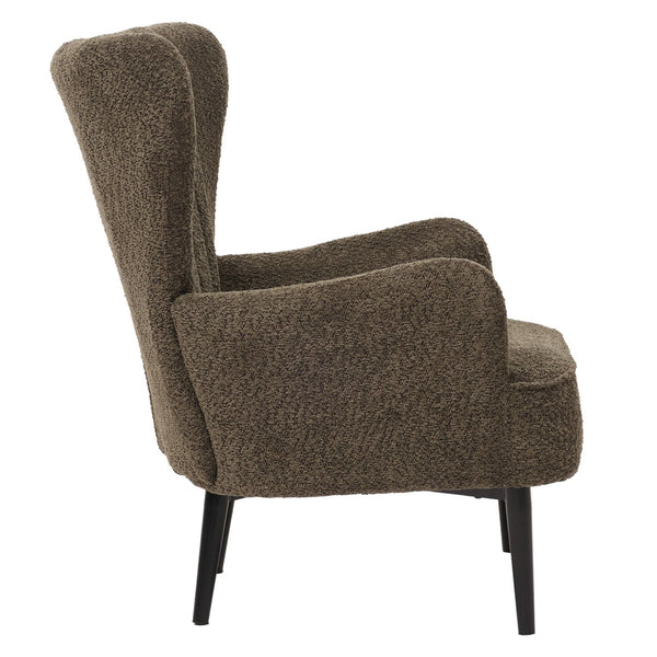 Lounge-Sessel Ohrensessel Retro Vintage Chenille Öko-Tex grün-braun