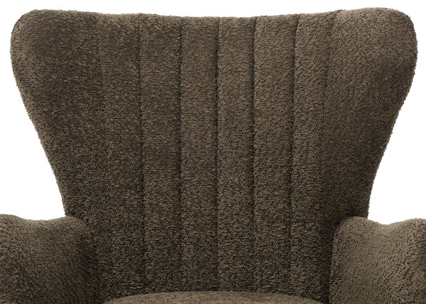 Lounge-Sessel Ohrensessel Retro Vintage Chenille Öko-Tex grün-braun