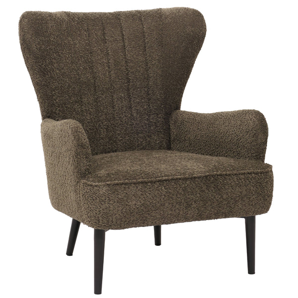 Lounge-Sessel Ohrensessel Retro Vintage Chenille Öko-Tex grün-braun