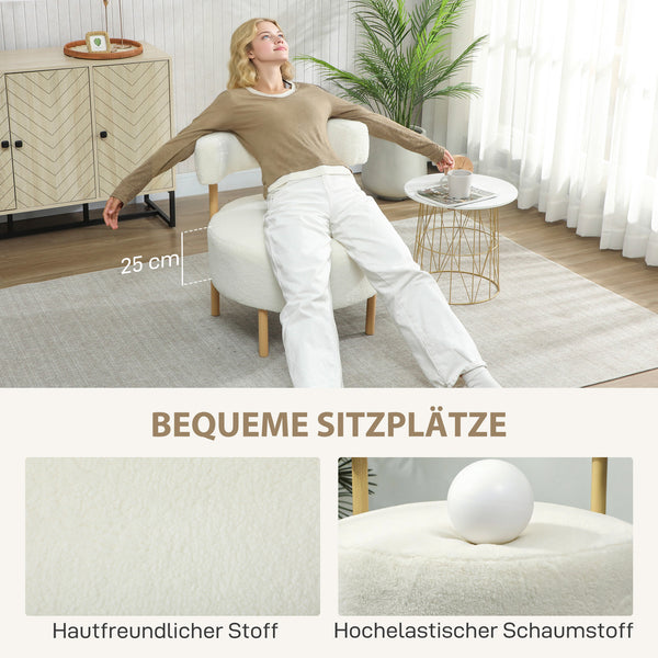 Loungesessel Relaxsessel mit Sherpa-Fleece Holzoptik cremeweiss