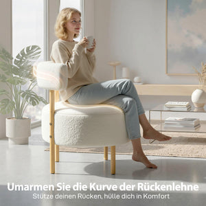 Loungesessel Relaxsessel mit Sherpa-Fleece Holzoptik cremeweiss