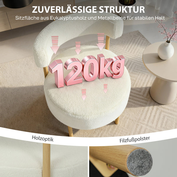 Loungesessel Relaxsessel mit Sherpa-Fleece Holzoptik cremeweiss