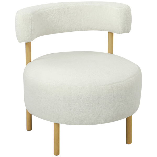 Loungesessel Relaxsessel mit Sherpa-Fleece Holzoptik cremeweiss