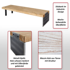Lowboard TV-Rack Fernsehtisch TV-Tisch Industrial Massivholz 40x200x60cm natur