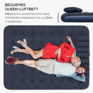 Luftmatratze doppelt robust und bequem mit Handpumpe 203x152x22cm