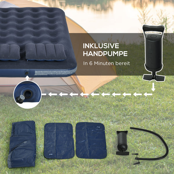 Luftmatratze doppelt robust und bequem mit Handpumpe 203x152x22cm