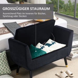 Luxus-Sitzbank mit Stauraum 107x42x65cm Schwarz